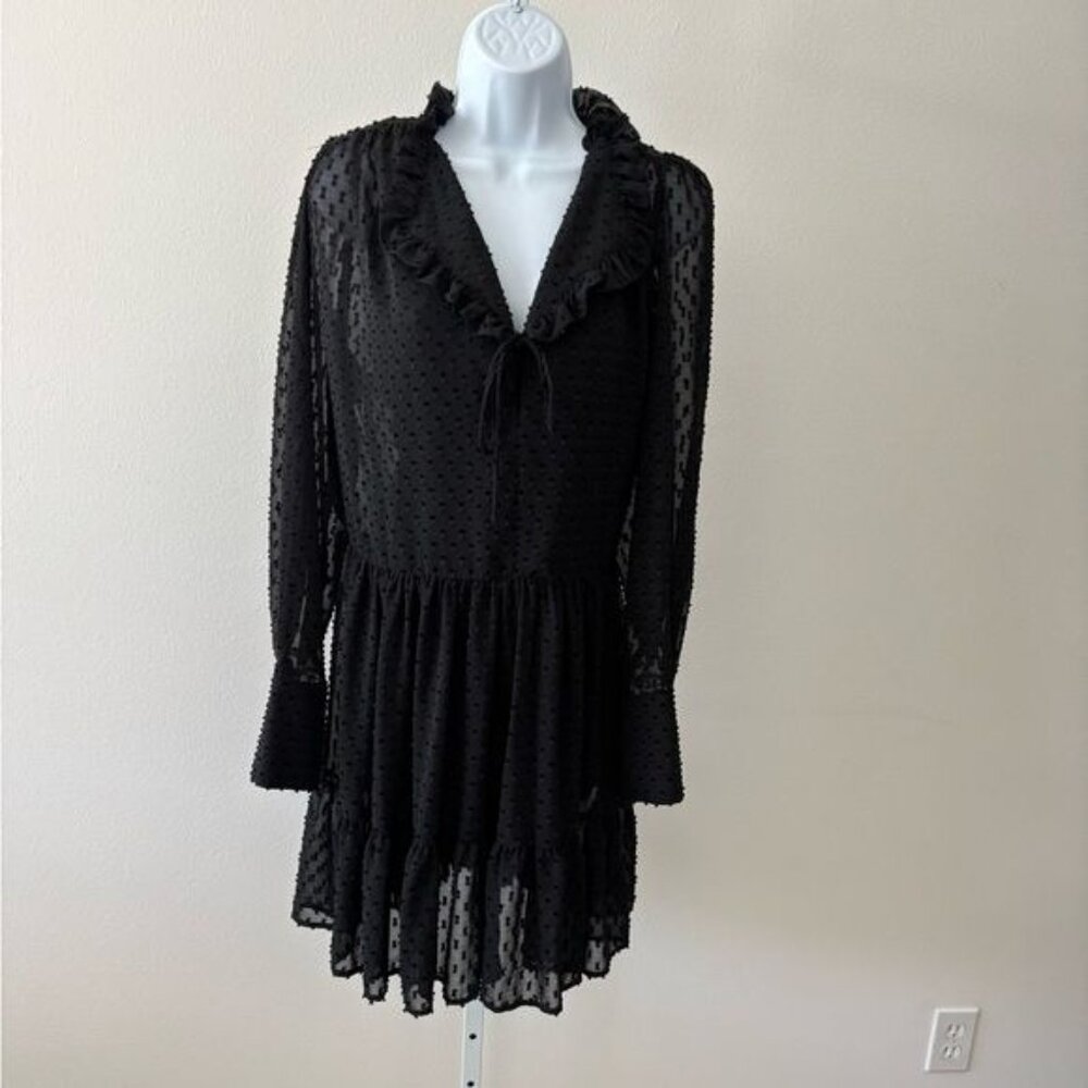 H & M Tunic 10 Tiered Polka Dot Ruffle Sheer Whimsigoth Fairy Boho Chic Festival - Picture 1 of 12